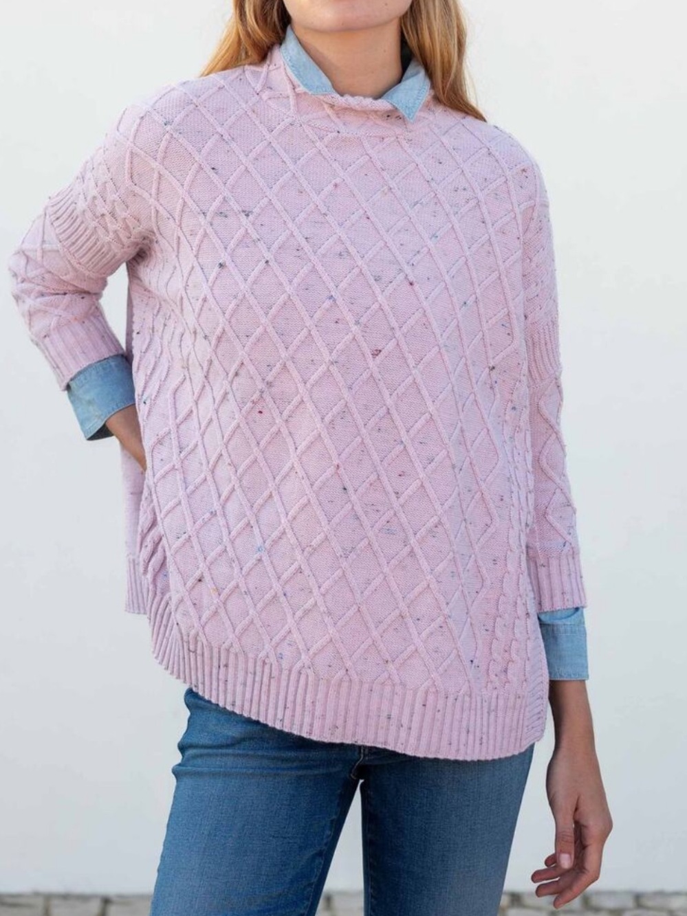 Mersea The Lisbon Traveler Lattice Knit Mock Neck Sweater OS